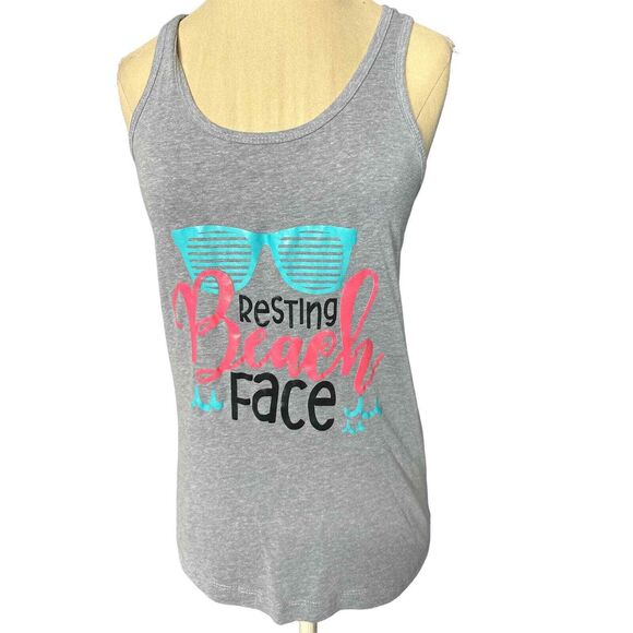 Ideal T by Next Level Summer Beach Graphic Gray Tank Top Size Small - Picture 1 of 3